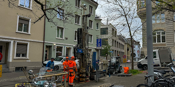 Kernbohrung für den Schacht an der Weinbergstrasse