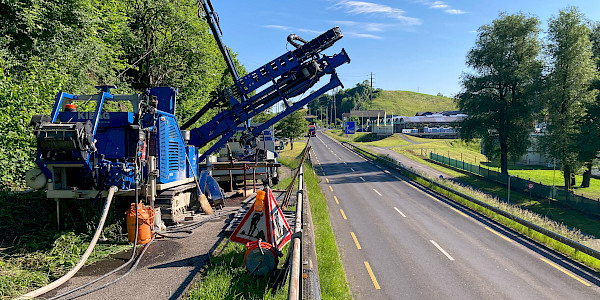 Schrägbohrungen über Bohrpfahlwand